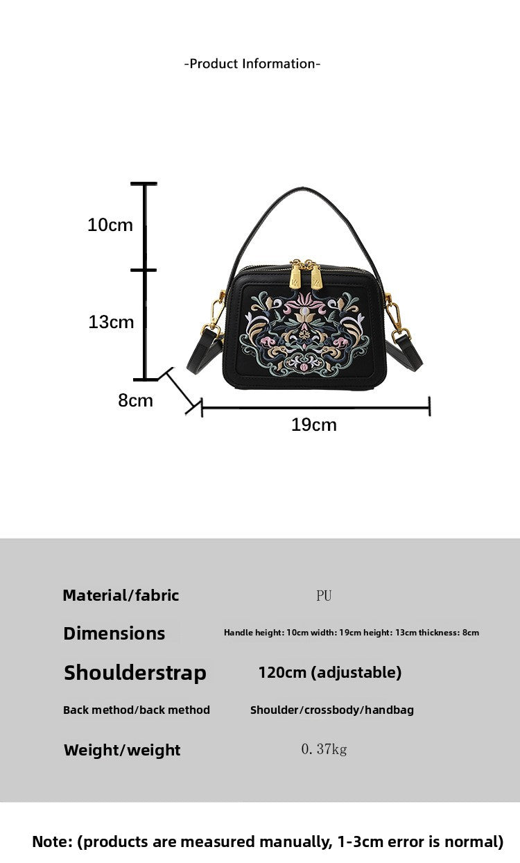 Crossbody Bag High-end Design Bag Chinese Style Embroidery Handbag Fashion Versatile Single Shoulder Small Square Bag Cross-border