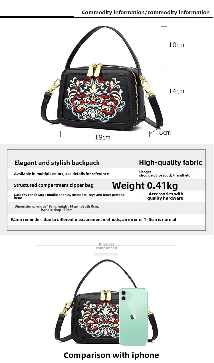 Crossbody Bag High-end Design Bag Chinese Style Embroidery Handbag Fashion Versatile Single Shoulder Small Square Bag Cross-border