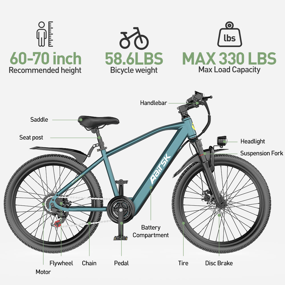 Aairsk offers free shipping within the US for electric bicycles.