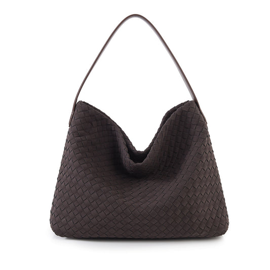 Handwoven Bag New Autumn Winter Matte Bag Women High-end Fashion Shoulder Bag Large Capacity Commuter Tote Bag