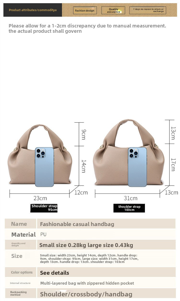 Cloud Bag Cross-Border New Fashion Crossbody Bag for Women Simple Versatile Handbag Large Capacity Commuter Tote Bag for Women